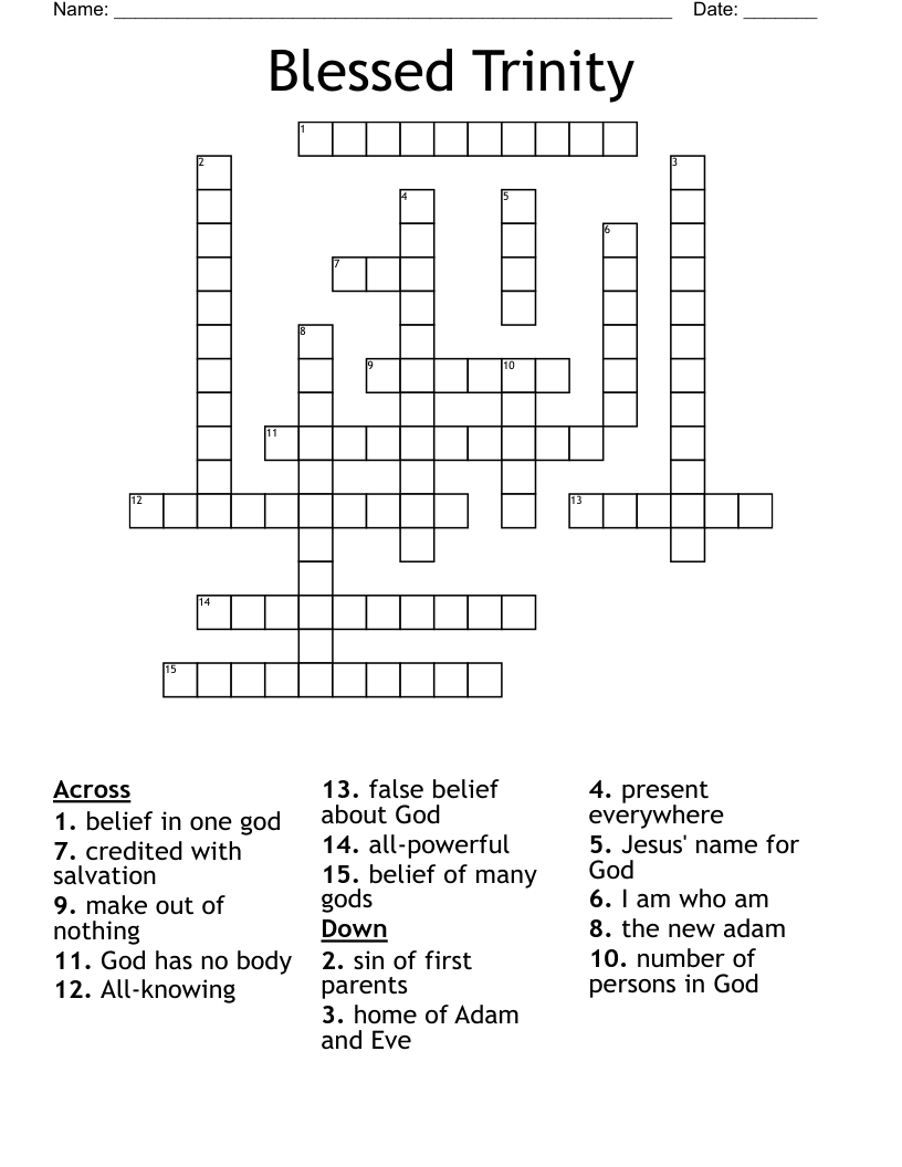 Blessed Trinity Crossword