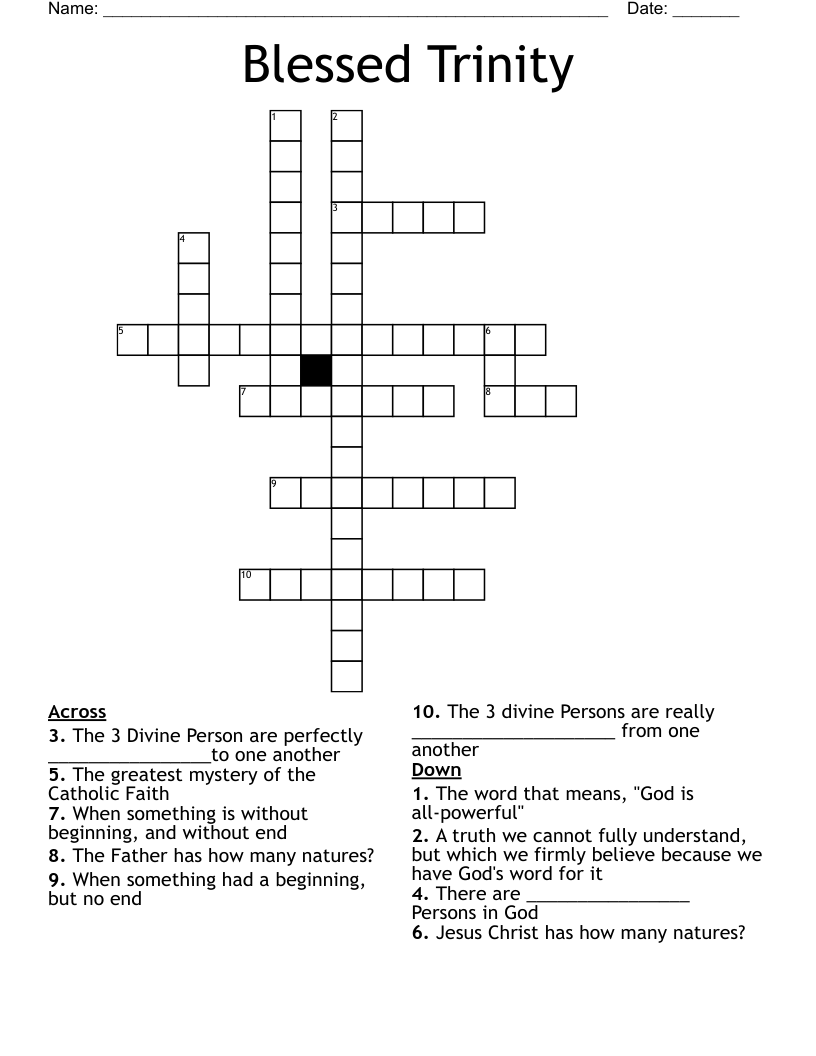 Blessed Trinity Crossword