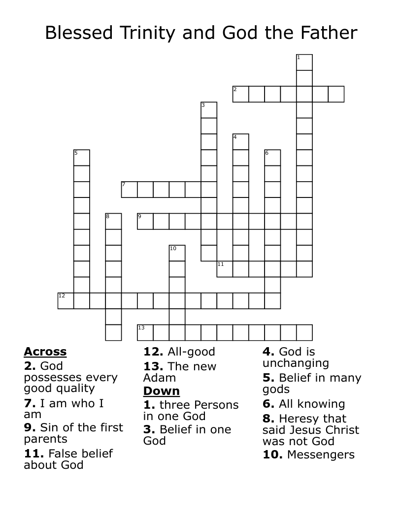 Blessed Trinity and God the Father  Crossword