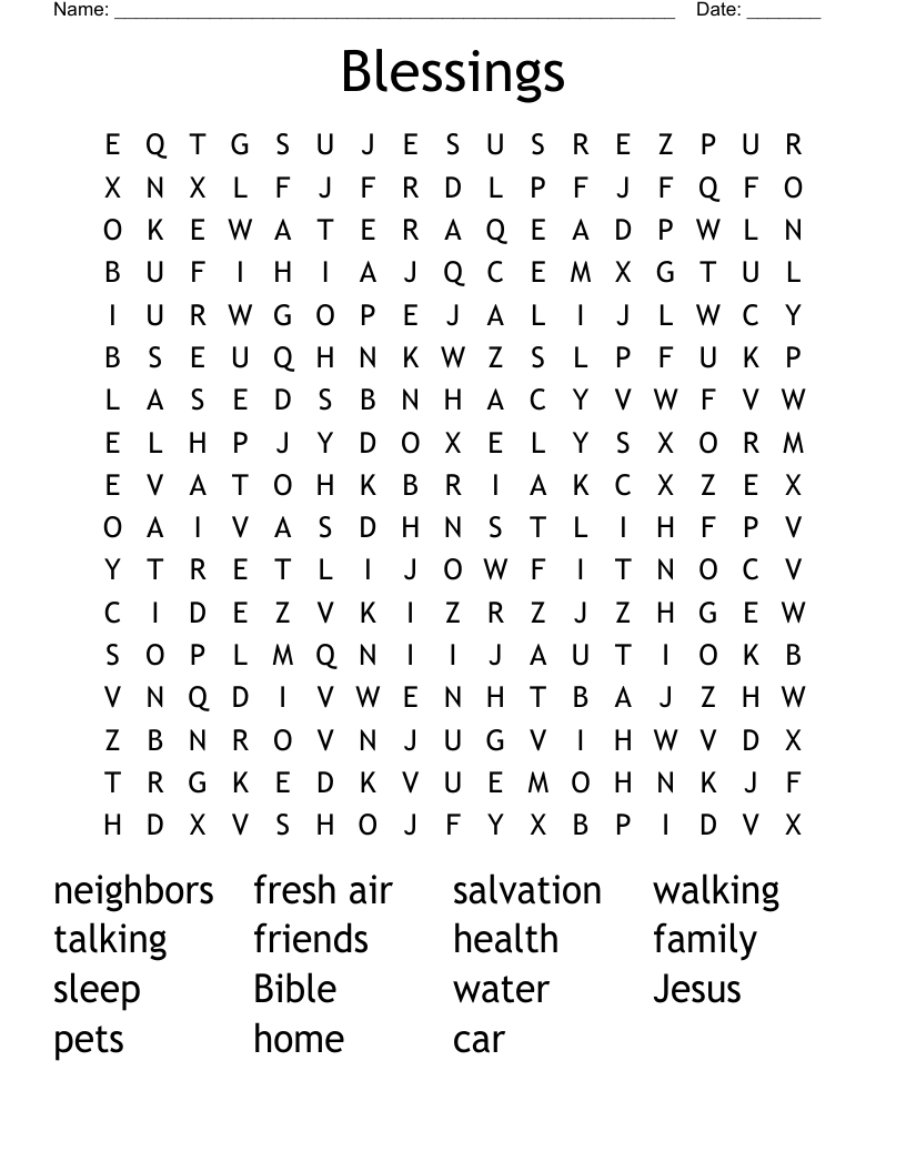Blessings Word Search