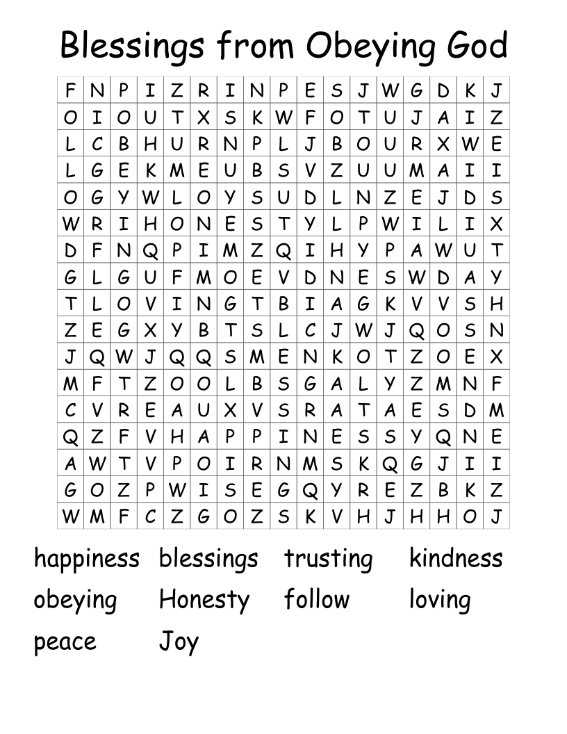 Blessings from Obeying God Word Search