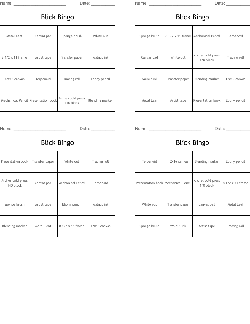 Blick Bingo