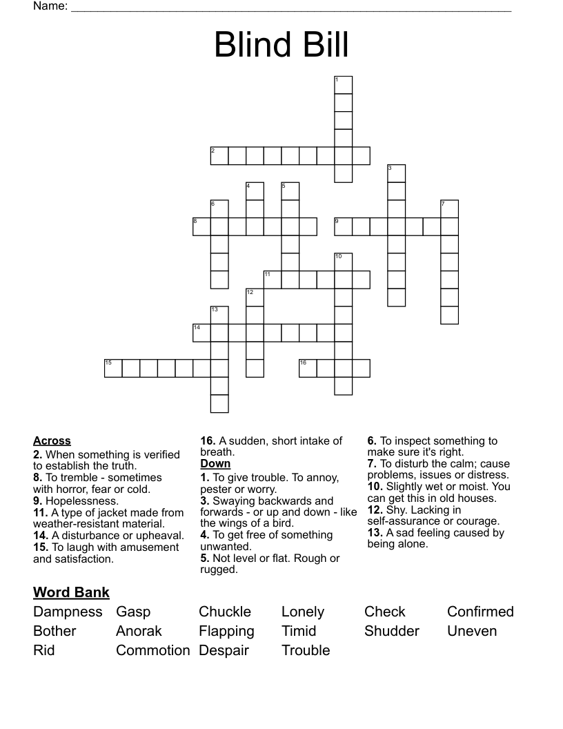 Blind Bill Crossword