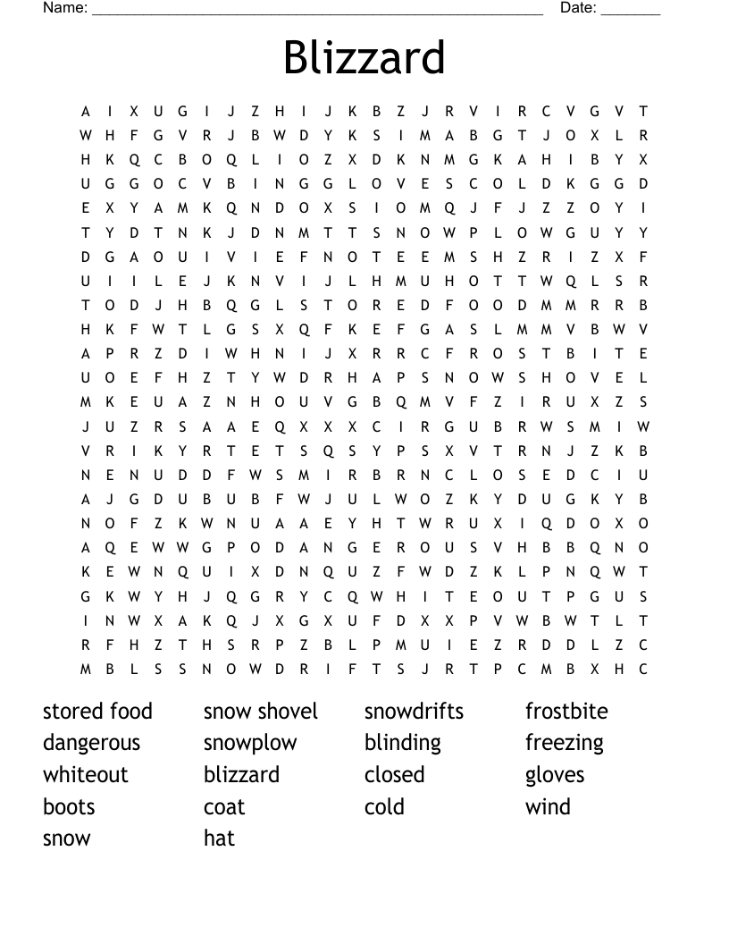 Blizzard Word Search
