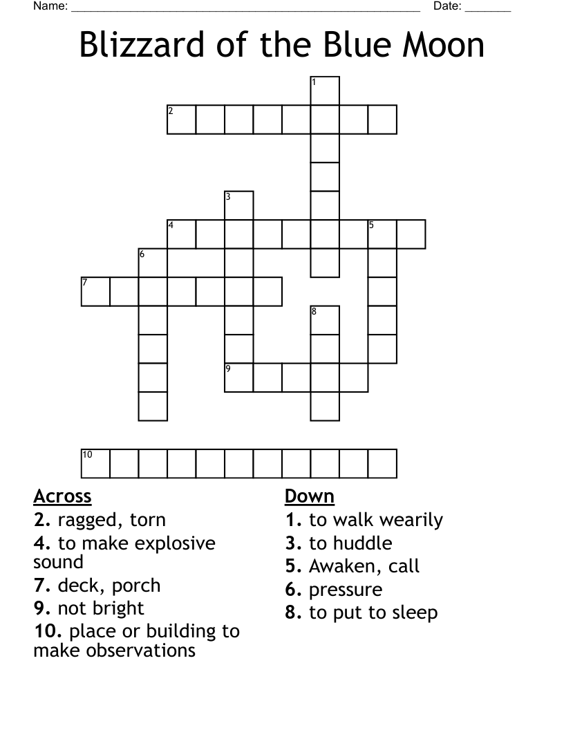 Blizzard of the Blue Moon Crossword