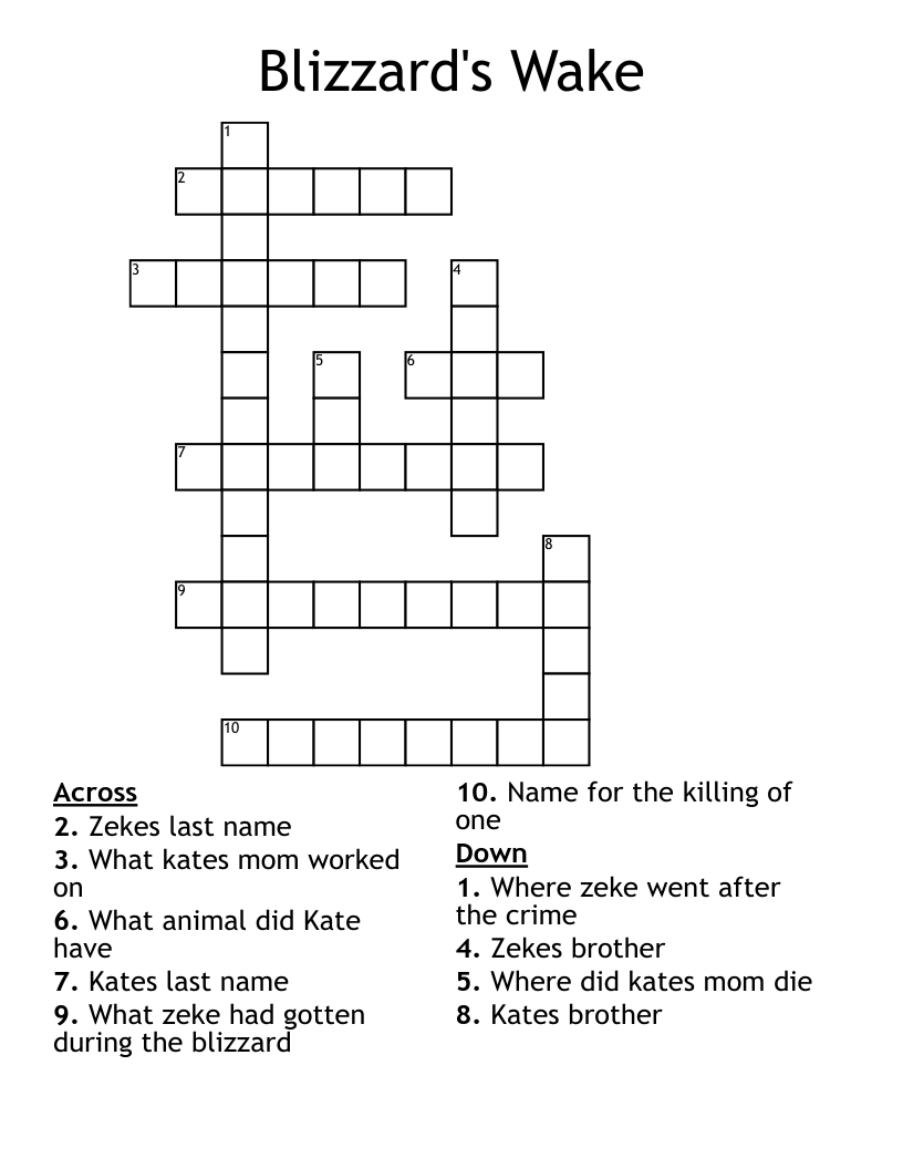Blizzard's Wake Crossword