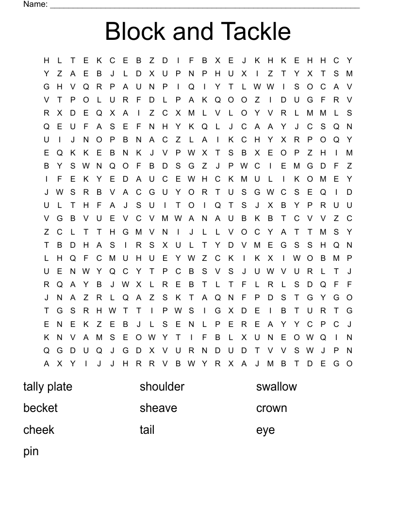 Block and Tackle Word Search