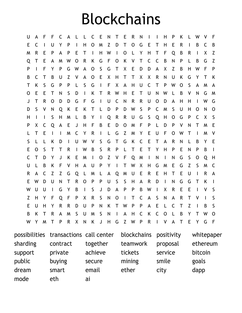 Blockchains Word Search