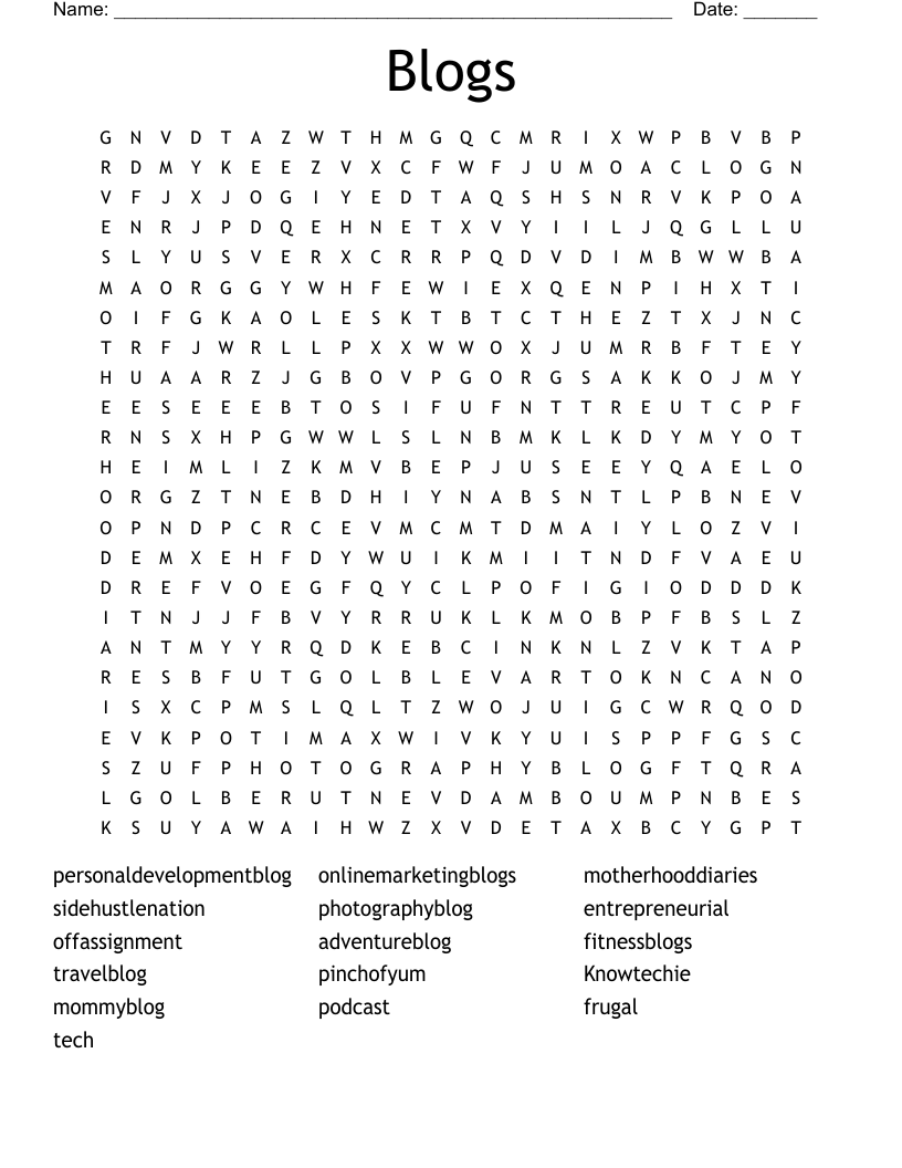 Blogs Word Search