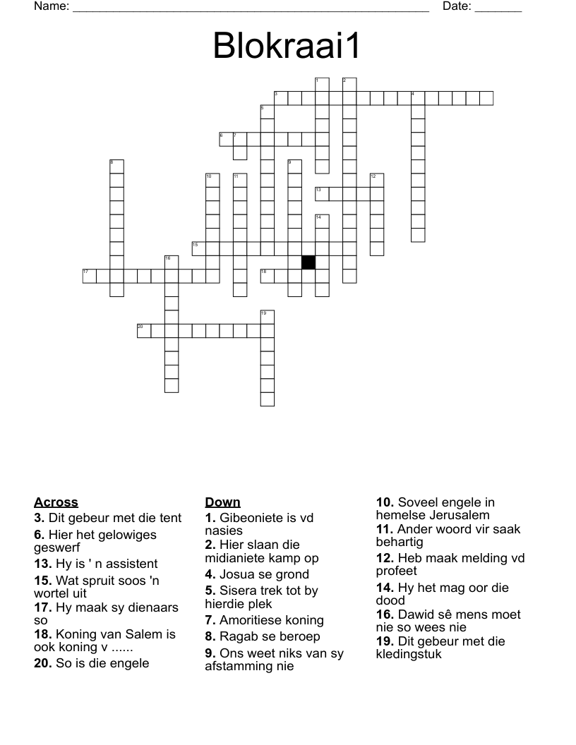 Blokraai1 Crossword