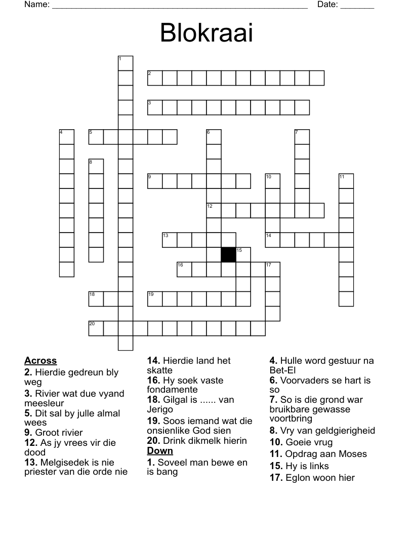 Blokraai Crossword