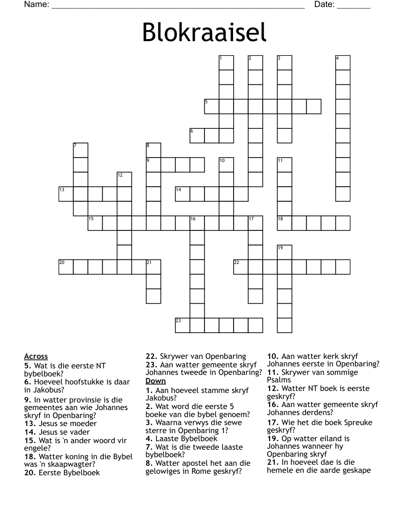 Blokraaisel Crossword
