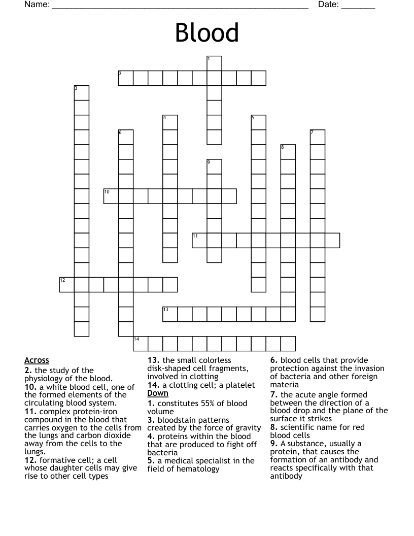 Blood Crossword