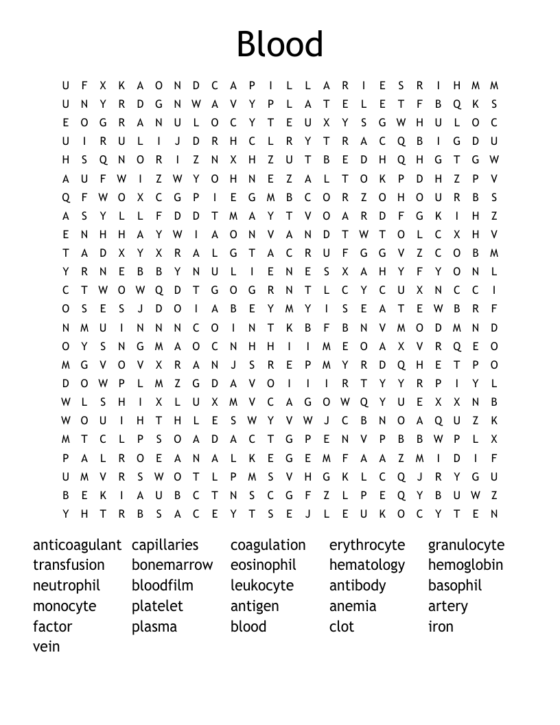 Blood Word Search