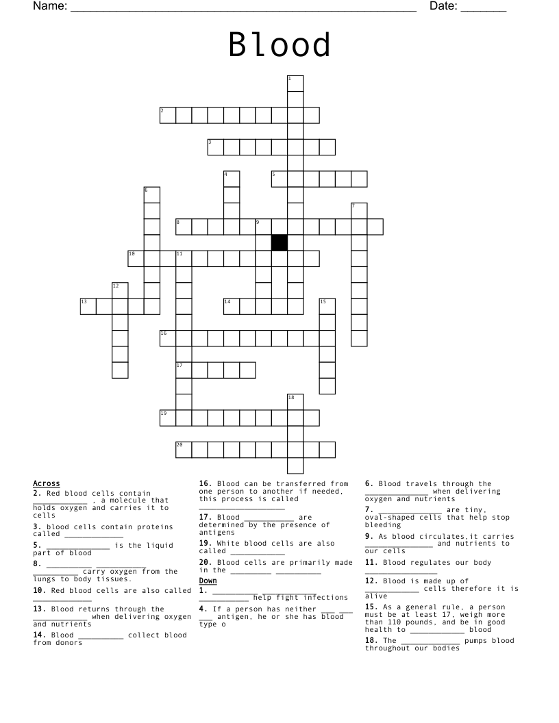 Blood Crossword