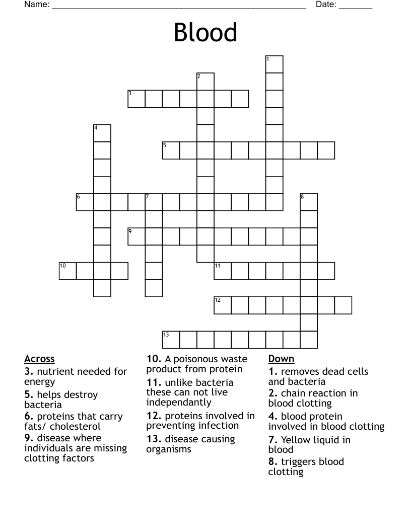 Blood Crossword