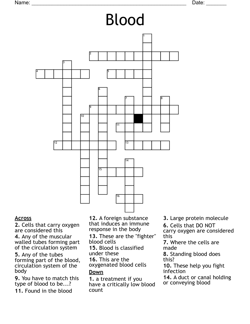 Blood Crossword
