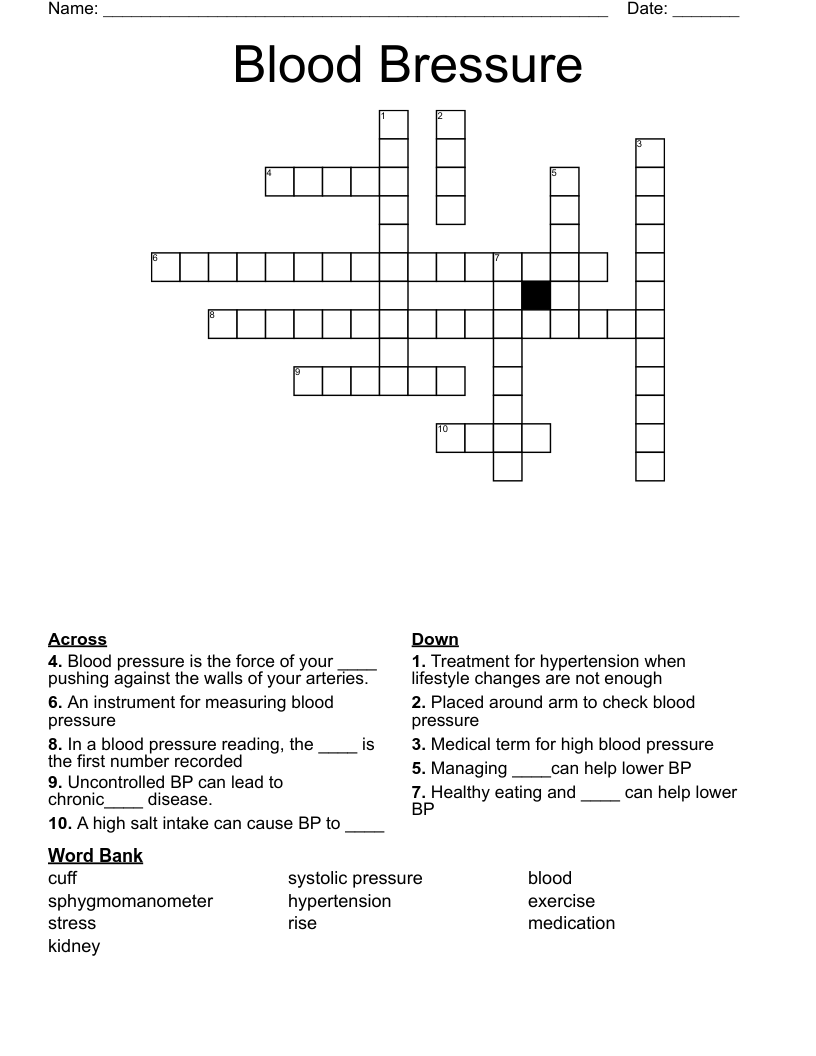 Blood Bressure Crossword