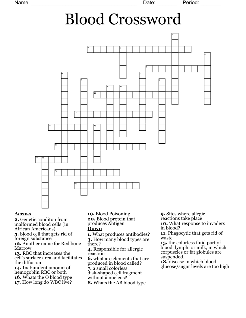 Blood Crossword