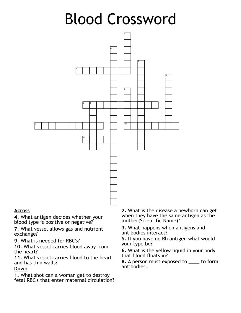 Blood Crossword