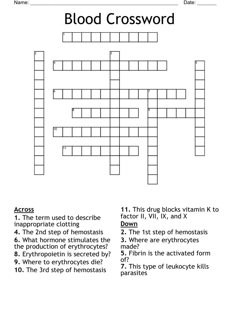 Blood Crossword