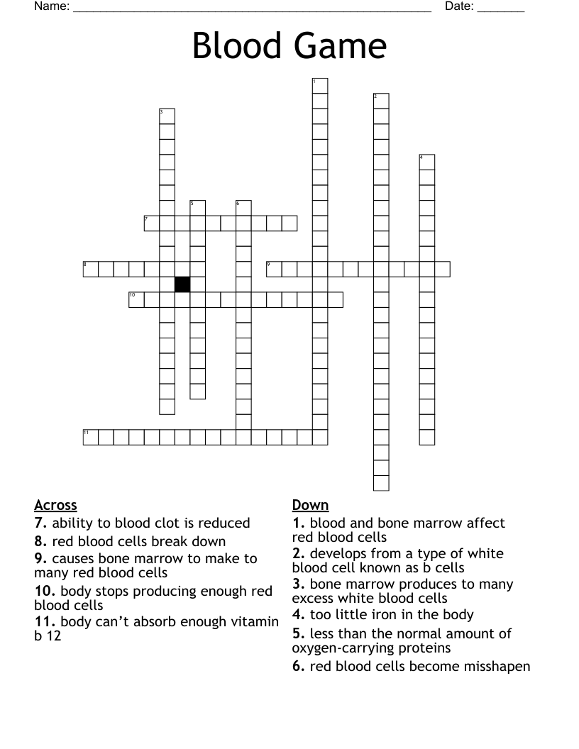 Blood Game  Crossword