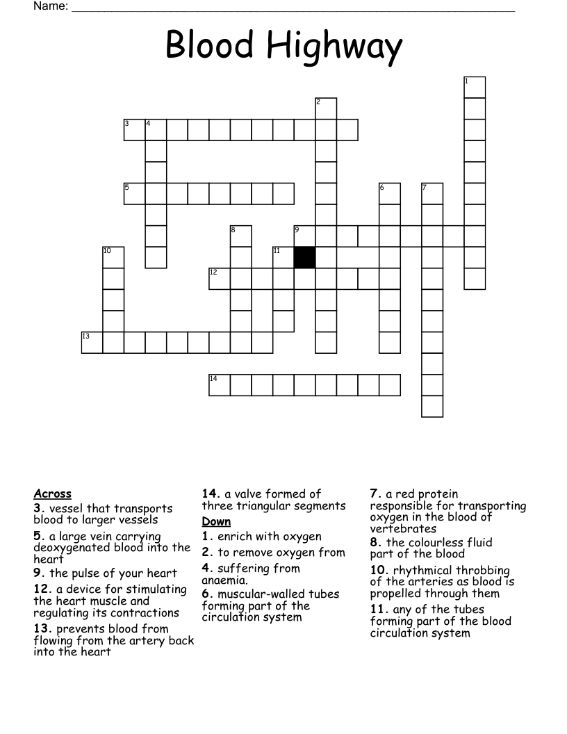 Blood Highway Crossword