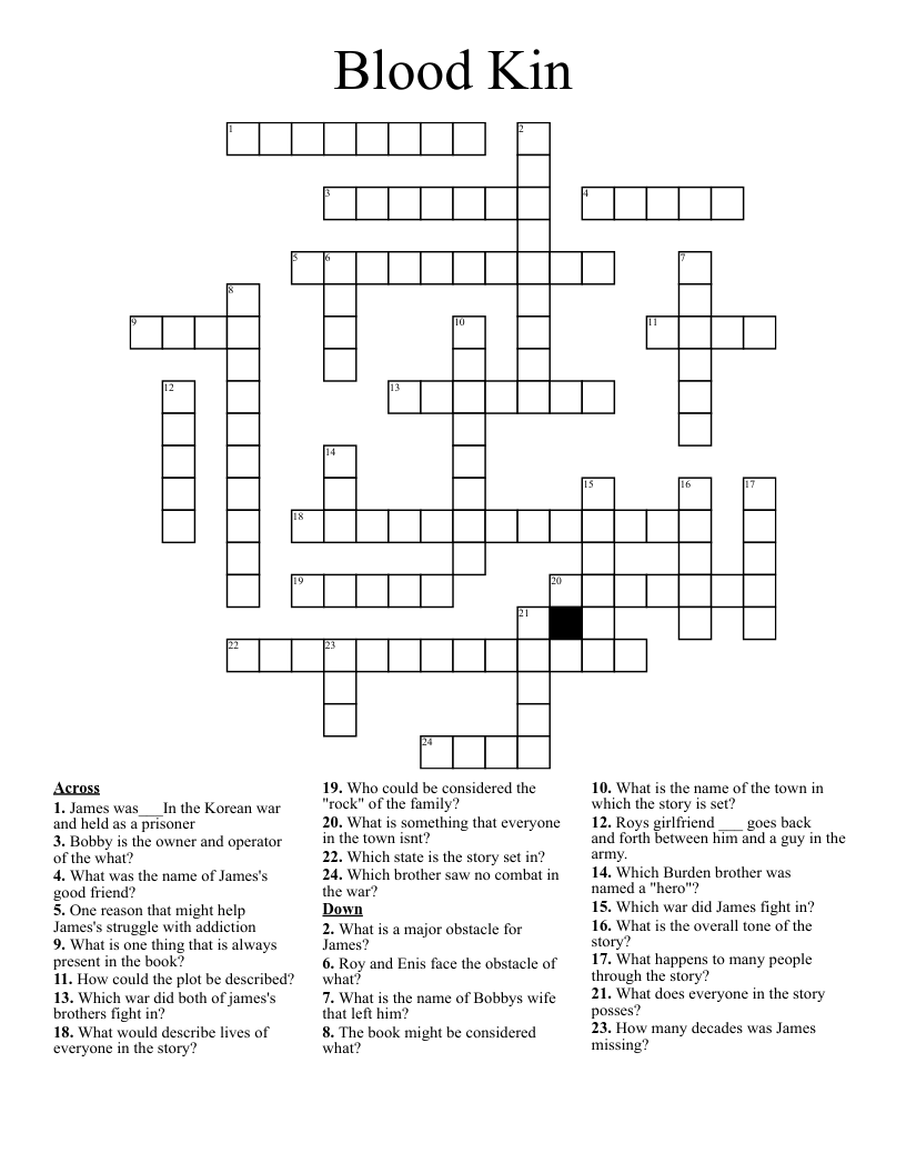 Blood Kin Crossword