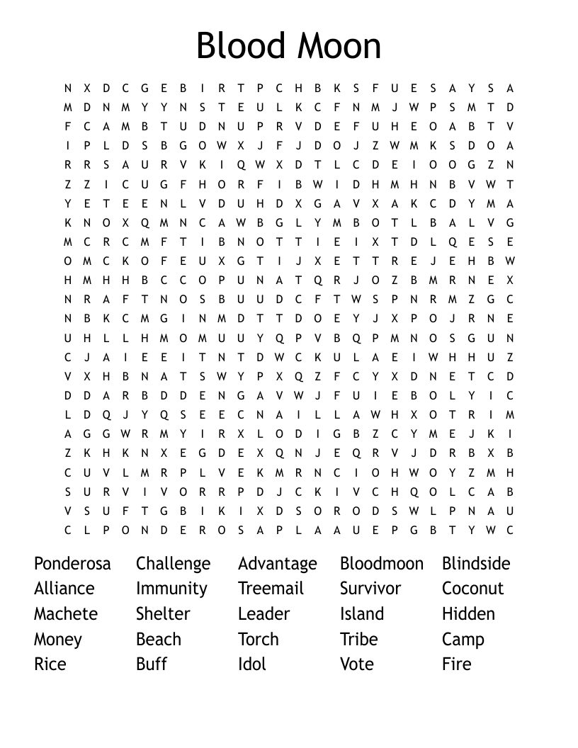 Blood Moon Word Search