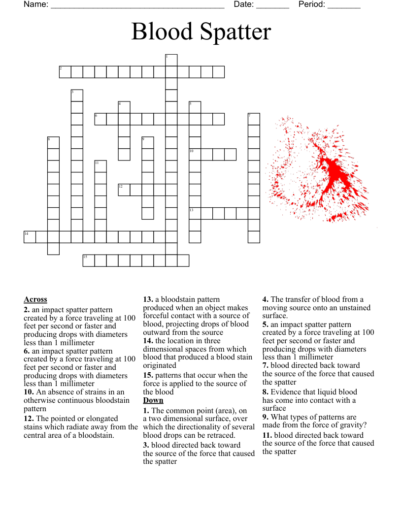 Blood Spatter Crossword