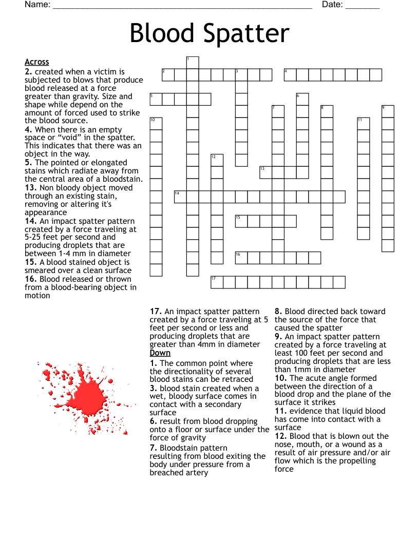 Blood Spatter Crossword