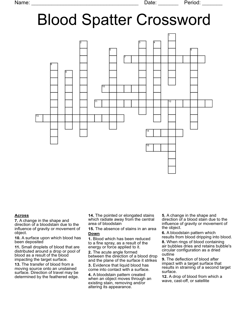 Blood Spatter Crossword 