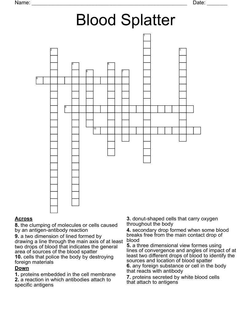 Blood Splatter Crossword