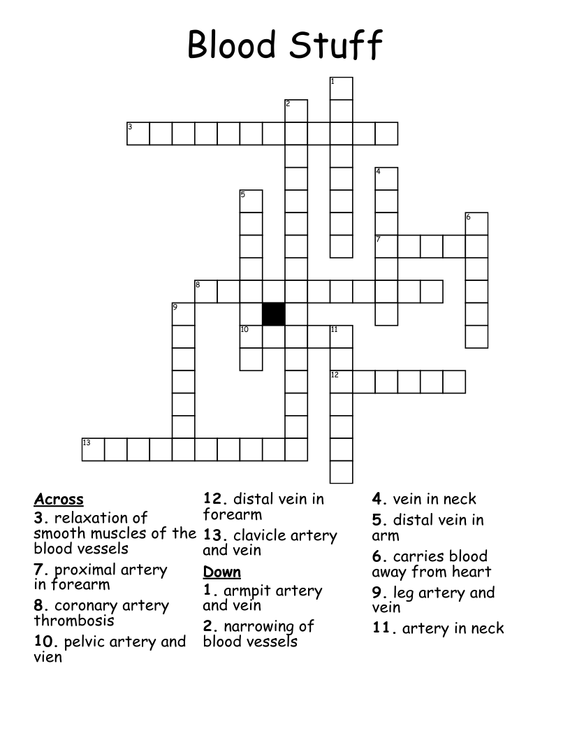 Blood Stuff Crossword