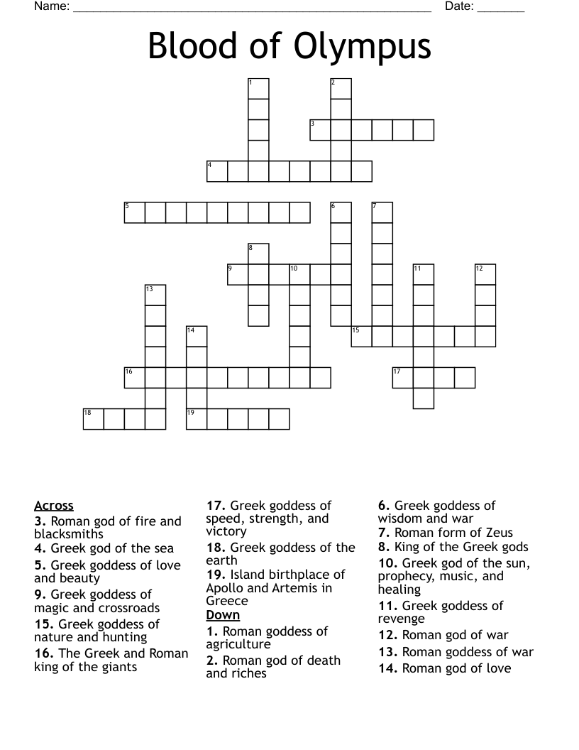Blood of Olympus Crossword