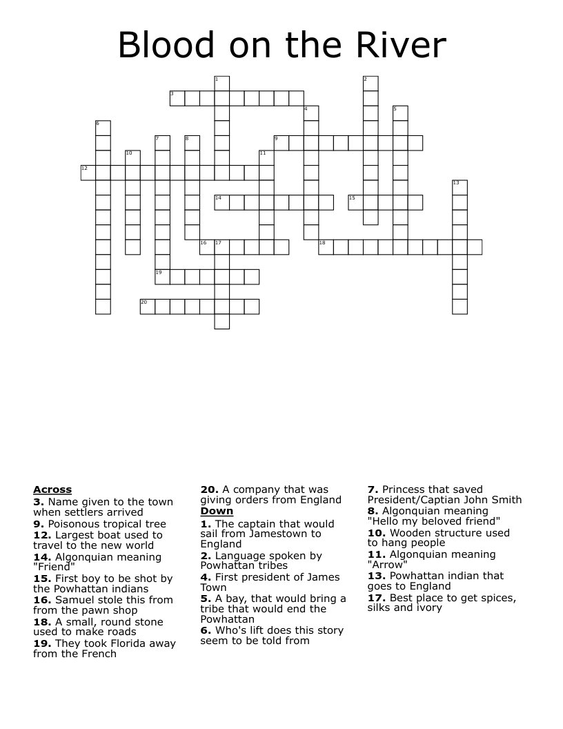 Blood on the River Crossword