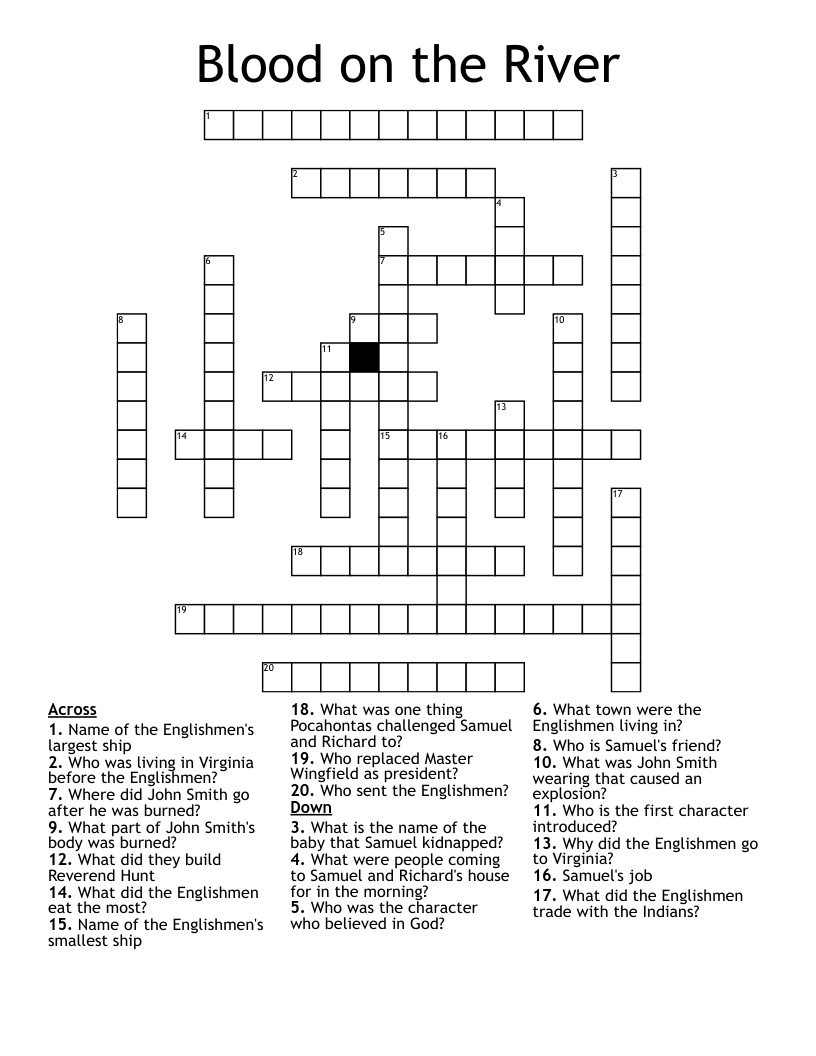 Blood on the River Crossword