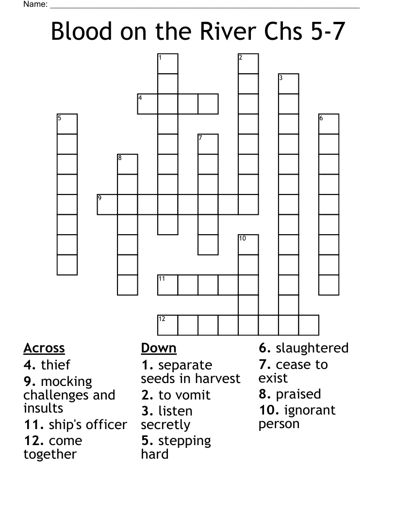 Blood on the River Chs 5-7 Crossword