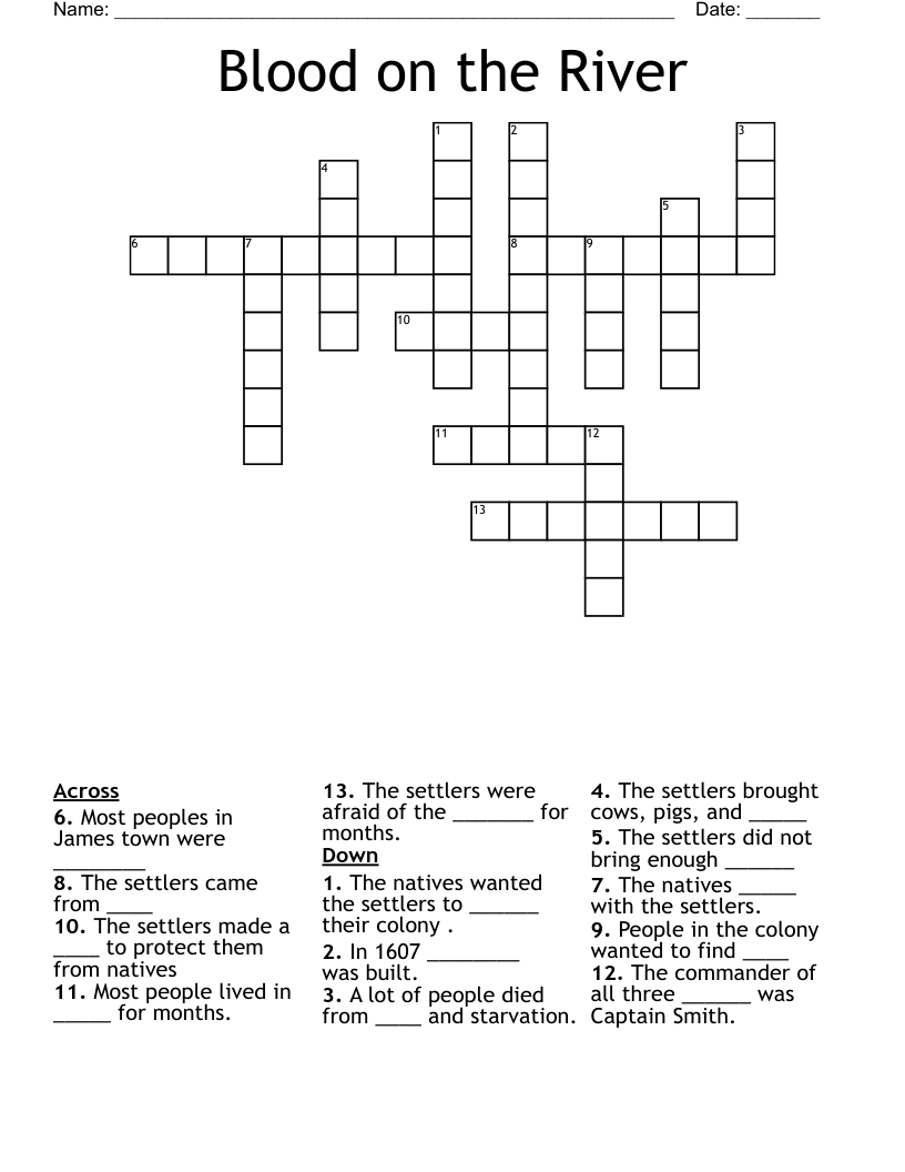 Blood on the River  Crossword