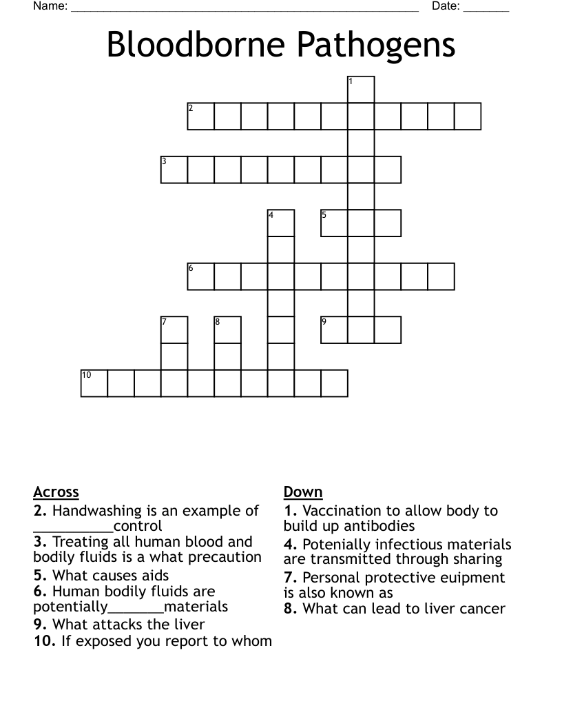 Bloodborne Pathogens Crossword