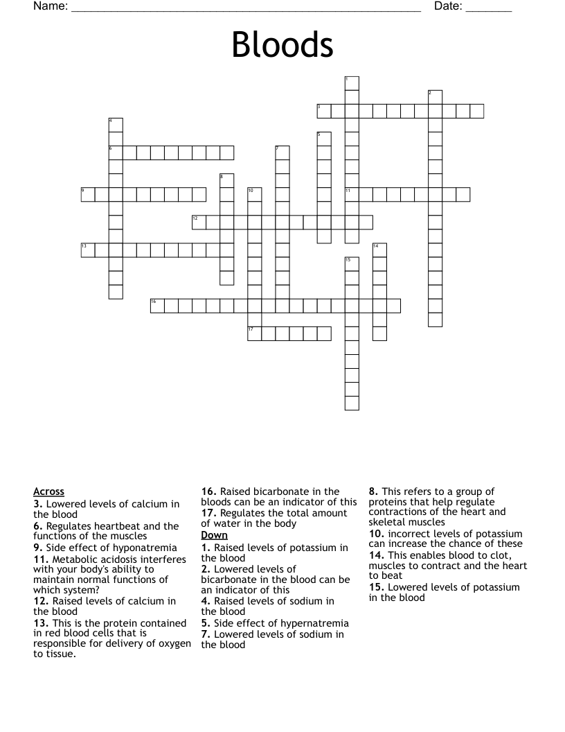 Bloods Crossword