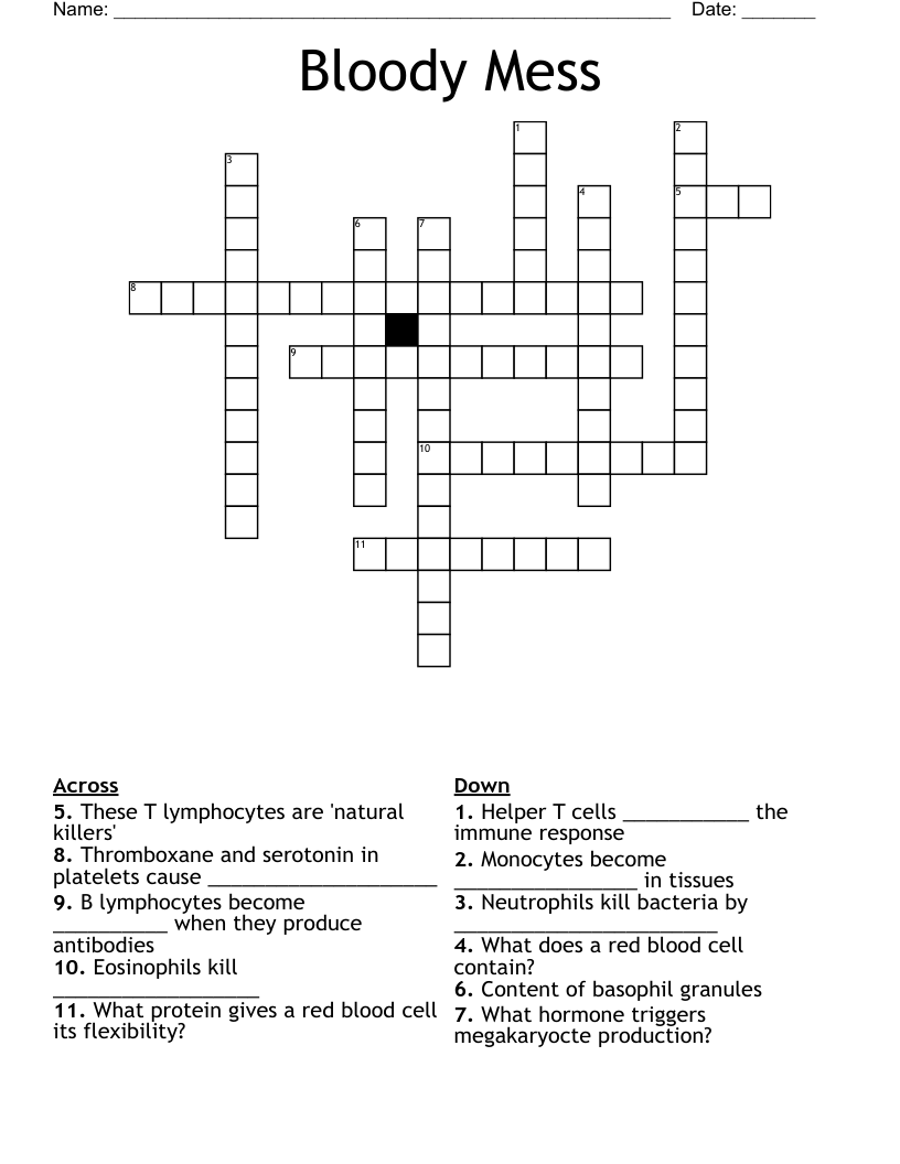 Bloody Mess Crossword