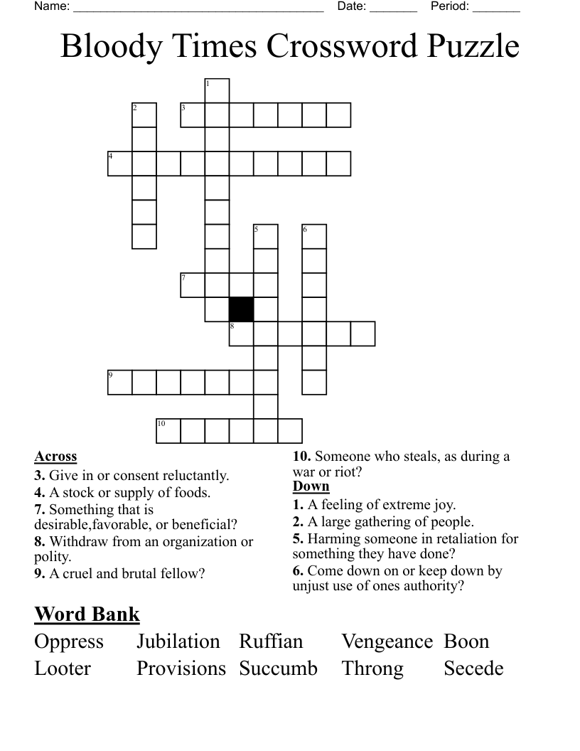 Bloody Times Crossword Puzzle