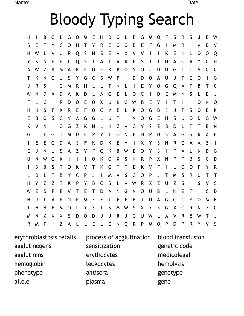 Bloody Typing Search Word Search