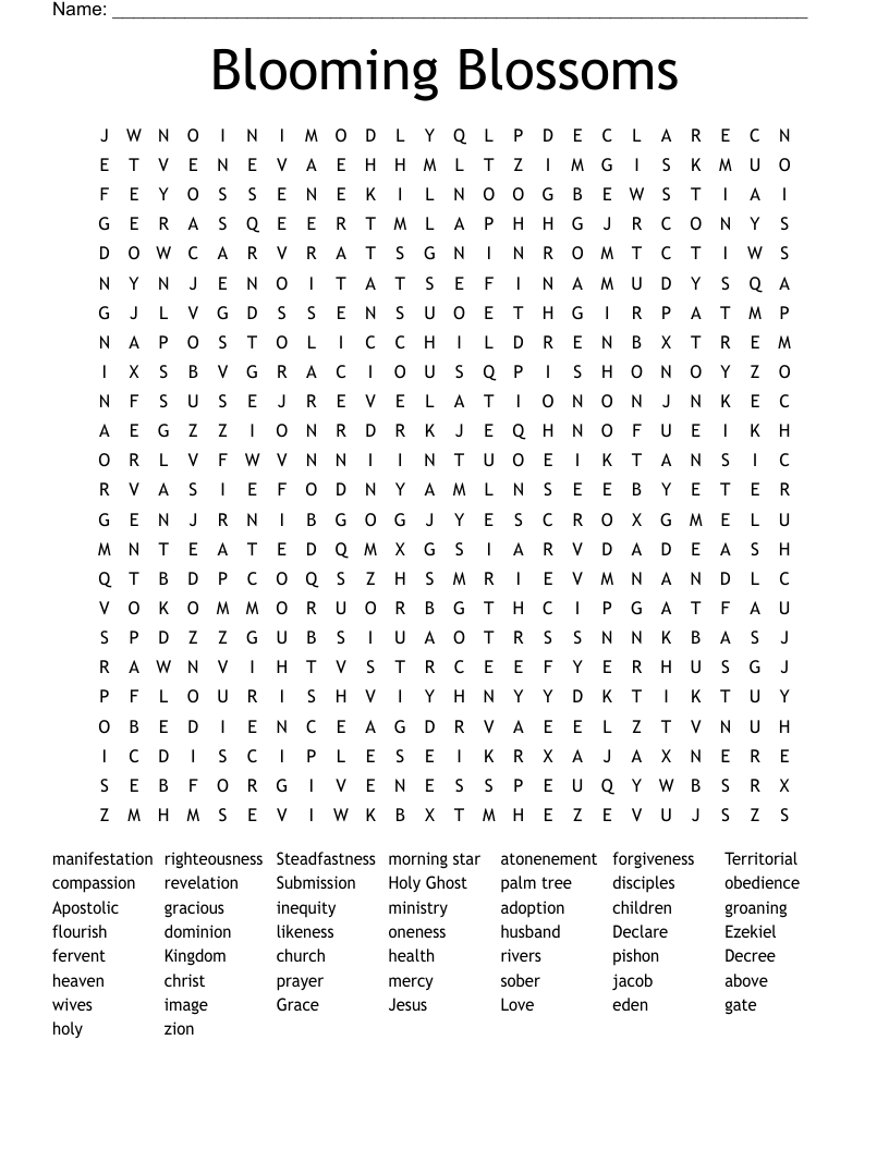 Blooming Blossoms Word Search