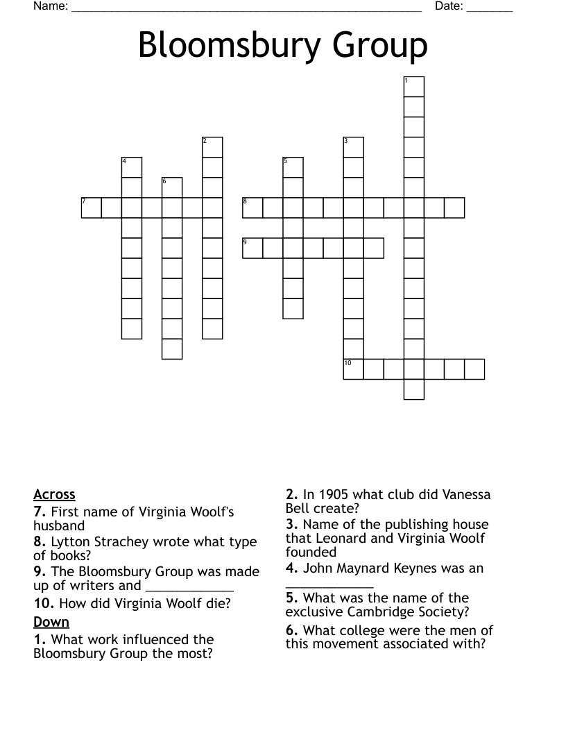 Bloomsbury Group Crossword