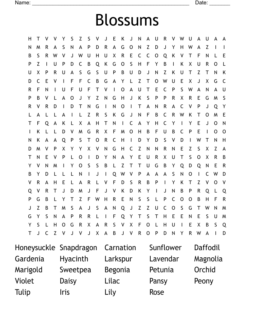 Blossums Word Search