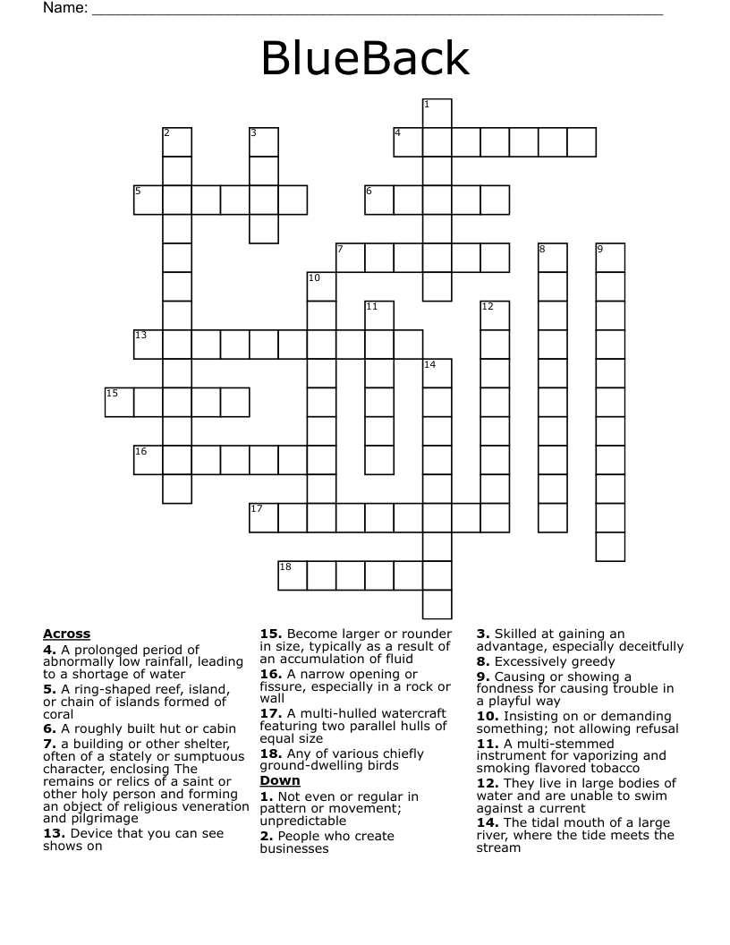 BlueBack  Crossword