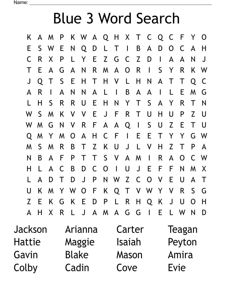 Blue 3 Word Search
