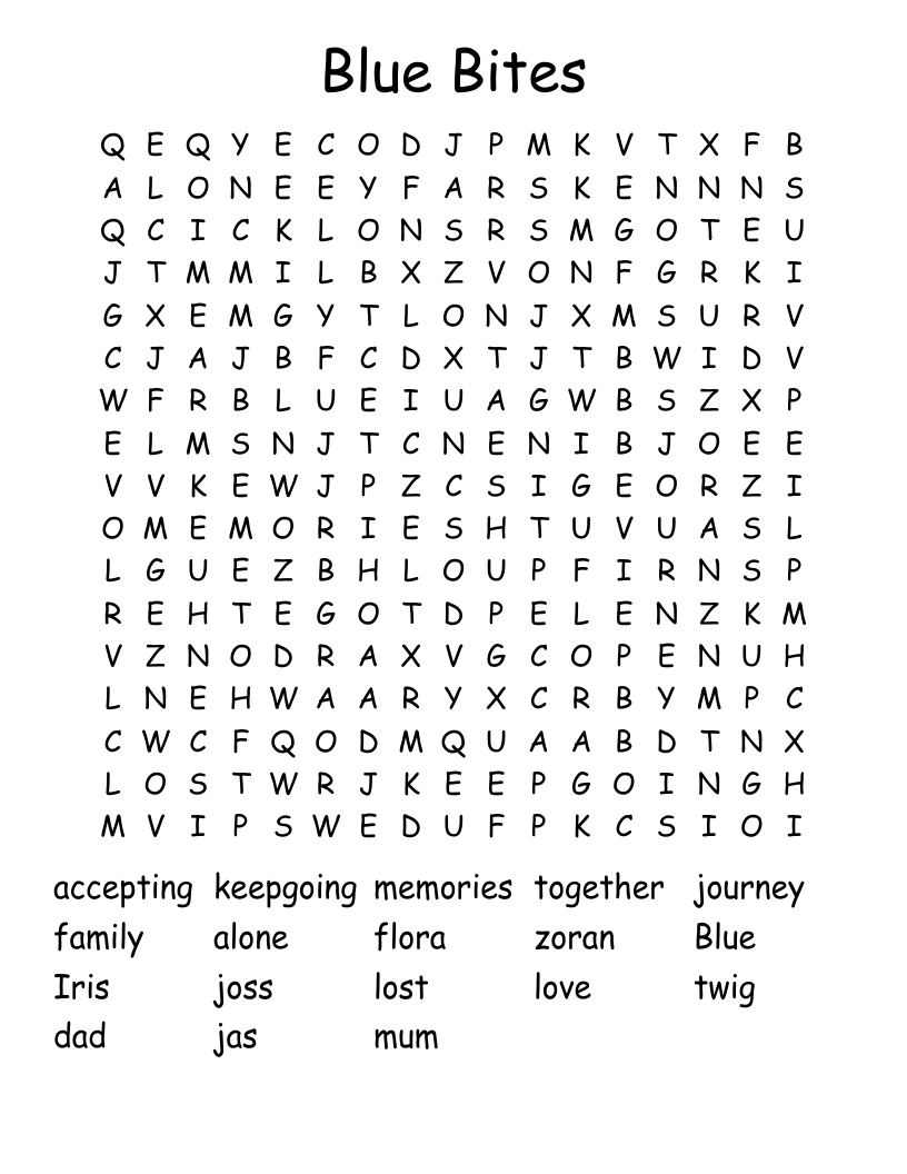 Blue Bites Word Search